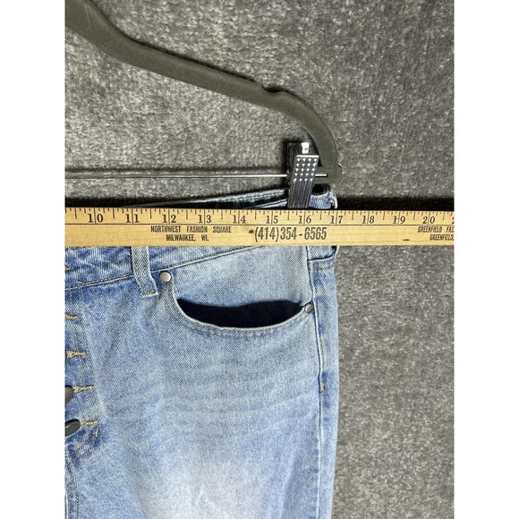 BP‎ High Rise Mom Jeans Womens Size 32 Exposed Button Fly Light Wash Blue Denim - Picture 9 of 12